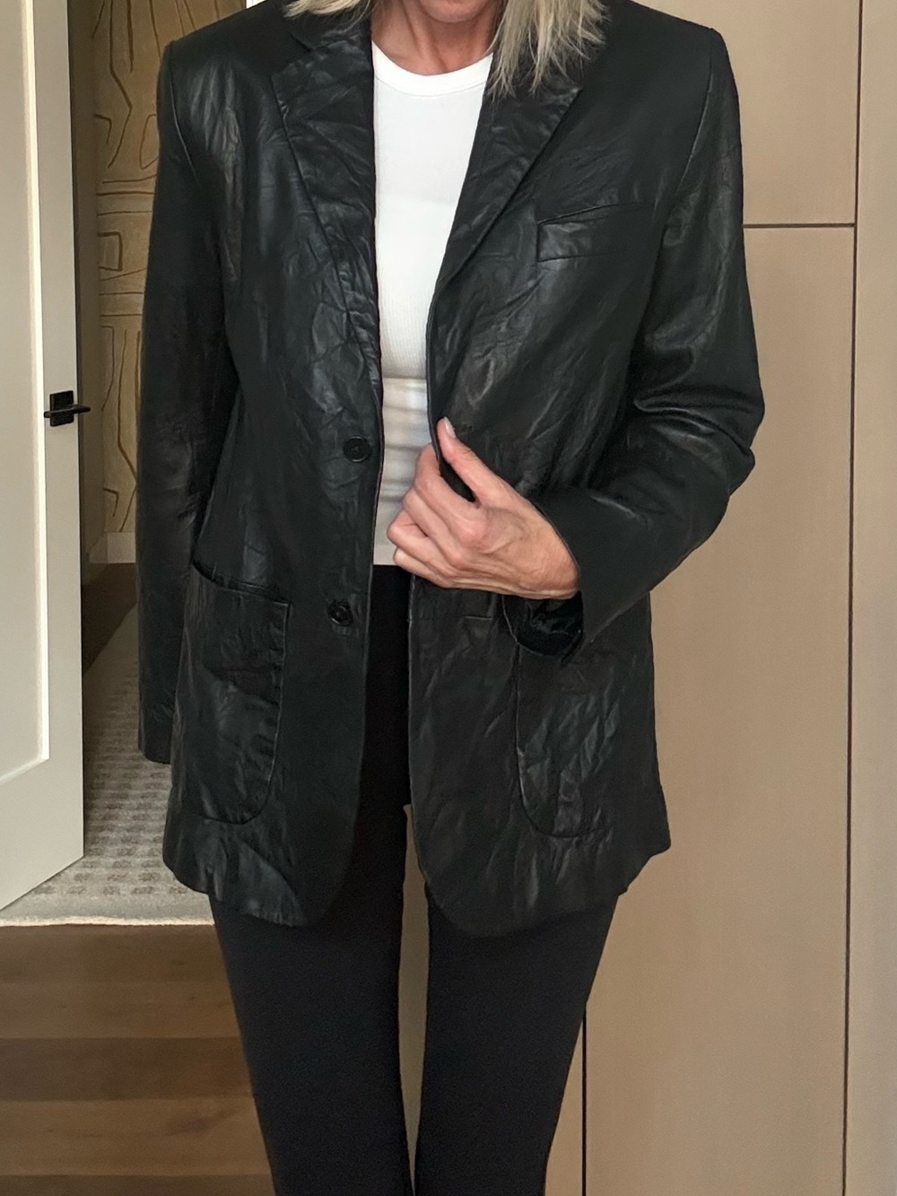 Zadig & Voltaire Oversized Lamb Leather Blazer, S